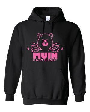 MUIN - 'BEAR & VINE' - Hoody -  Pink on Black