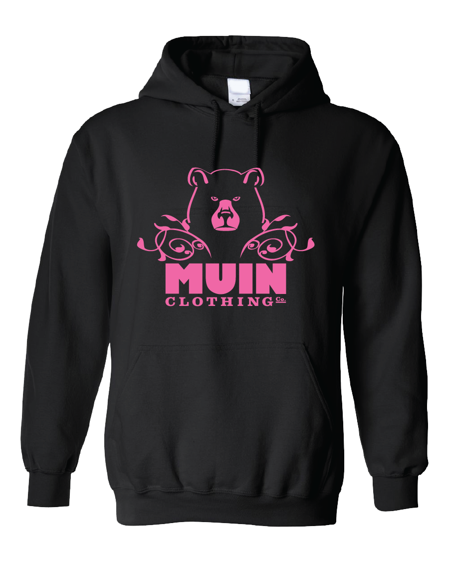 MUIN - 'BEAR & VINE' - Hoody -  Pink on Black