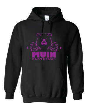 MUIN - 'BEAR & VINE' - Adult Hoody Purple on Black