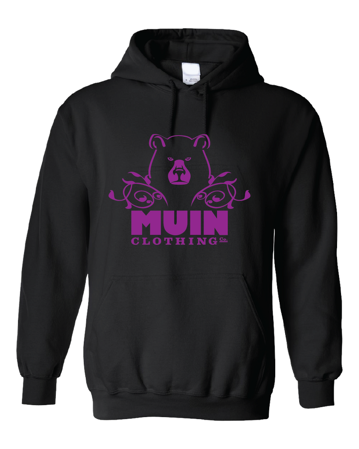 MUIN - 'BEAR & VINE' - Hoody - Purple on Black