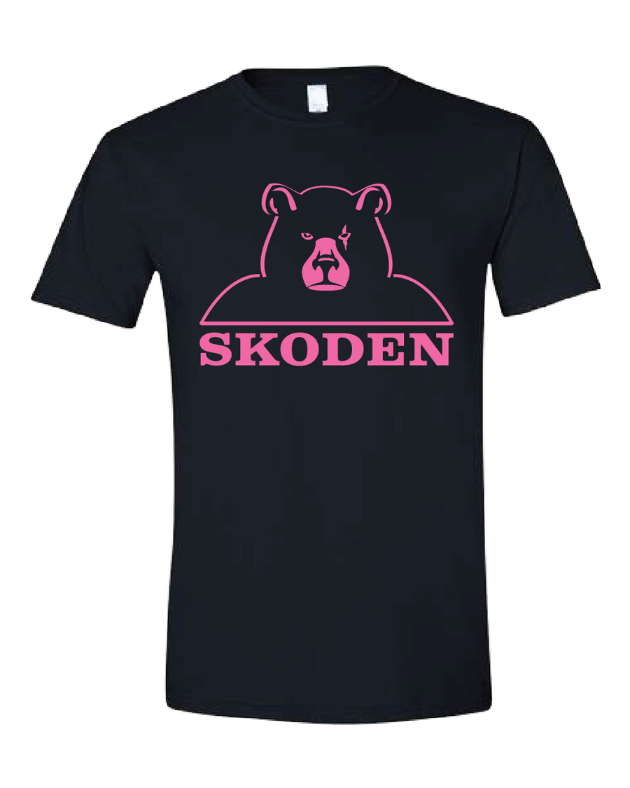 MUIN - 'SKODEN BEAR' -  Adult 9.0 oz. Tee Shirt - Pink on Black