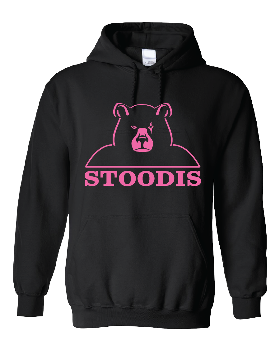 MUIN - 'STOODIS BEAR' - Hoody - Pink on Black