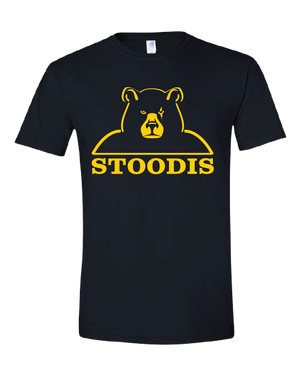 MUIN - 'STOODIS BEAR' -  Adult 9.0 oz. Tee Shirt - Maize on Black