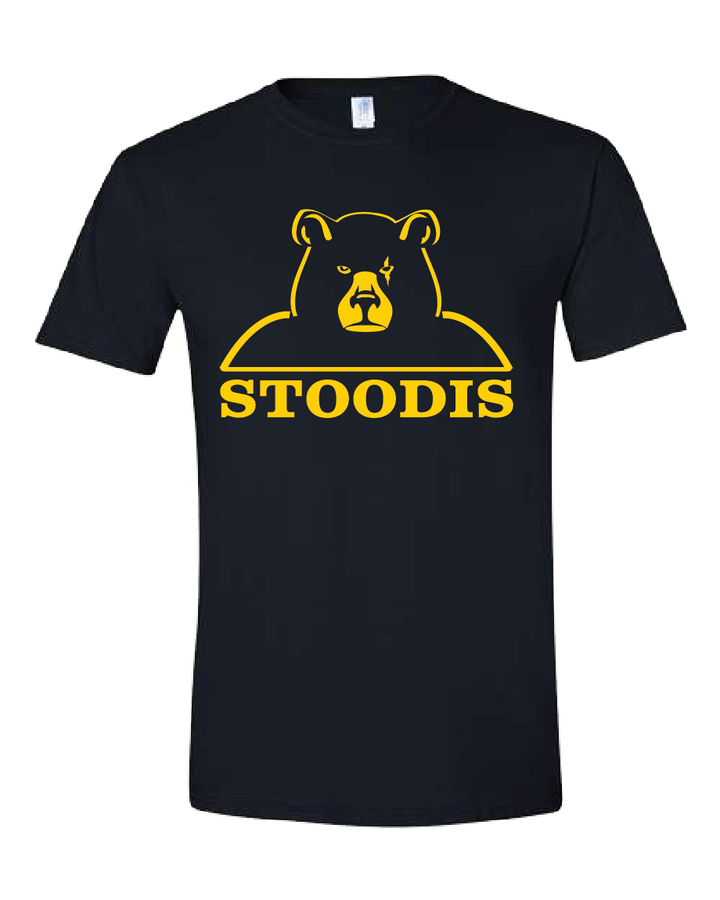 MUIN - 'STOODIS BEAR' -  Adult 9.0 oz. Tee Shirt - Maize on Black